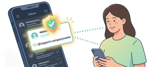 ブランドTLDで安心してメールを受け取るイメージ図